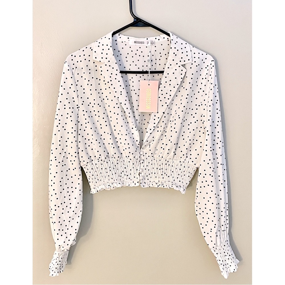 Missguided polka dot cropped blouse